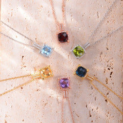 Soleste Halo Square Natural Olivine Silver Necklace