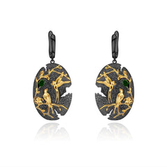 Chinese Style Magpie Design 925 silver Color Natural Amethyst Drop Earrings for Women