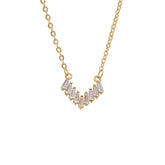 Trapezoid Zircon V-shaped Pendant Silver Necklace for Women