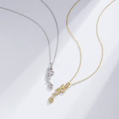 Valentine's Day Gift Full Zircon LOVE Letter Pendant Silver Necklace for Women