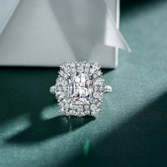 Luxury Halo Radiant Cut Zircon Ring