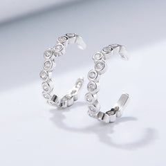Geometric Beading Zircon Silver Ear Bone Clip Earring for Women