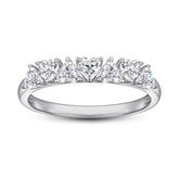 Beading Three Prongs Heart Zircon Silver Ring for Women