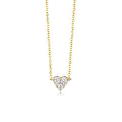 Small Zircon Heart-shape Pendant Silver Necklace for Women