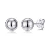 Round Bead Silver Studs Earrings for Women