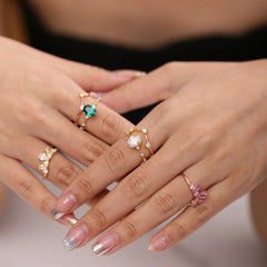 Golden Luxurious S925 Sterling Silver Zircon Plated 14k Gold Ring