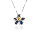 Natural Wind Series Design Inlaid Natural Colourful Gemstones Flower Pendant Silver Necklace for Women