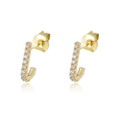 Zircon J-shape Silver Studs Earrings for Women