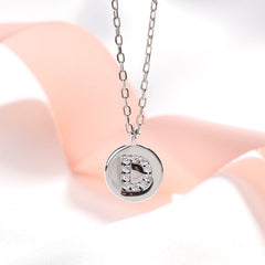 D Letter Circular Medallion Pendant Silver Necklace