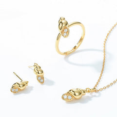 Conch Zircon Opening Sterling Silver Ring