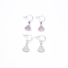 Zircon Skirt Silver Hook Earrings