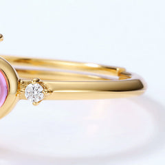 Amethyst Zircon Cross Design Opening Sterling Silver Ring