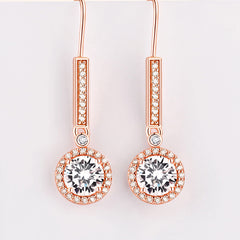 Colourful Round Zircon Silver Drop Earrings for Women