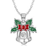 Christmas Bell Zircon Silver Necklace
