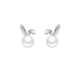 Bunny Pearl Silver Studs Earrings for Women