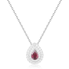 Luxury Soleste Halo Pear Drop Gemstone Necklace