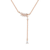 Leaf with Marquise Zircon Tassels Silver Necklace for Women