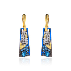 Natural Topaz Trapezoid Sterling Silver Drop Earrings for Women