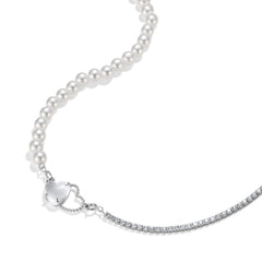 Double Heart Pendant Splicing Silver Necklace