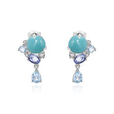 Luxury s925 Silver Natural Gem Stone Drop Earrings for Women