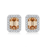 Soleste Halo 1.0 Carat Emerald Cut Moissanite Silver Stud Earrings