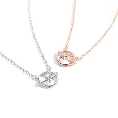 Star Planet with Zircon Pendant Silver Necklace for Women