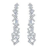5A White Zircon Irregular Splicing Silver Drop Earrings for Women