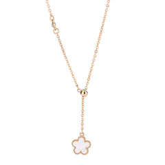 Tassel Mother-of-pearl Lucky Grass Pendant Silver Necklace for Women