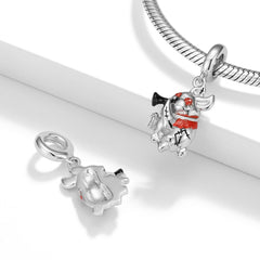 Trumpet Blowing Rabbit Silver Pendant