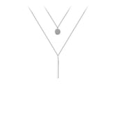 Zircon Circle Double Layers Silver Necklace for Women