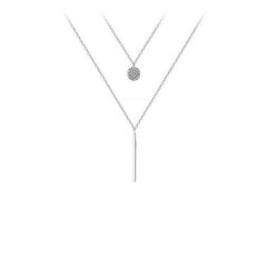 Zircon Circle Double Layers Silver Necklace for Women