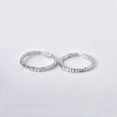 Irregular Bump Texture Mobius Opening Sterling Silver Couple Rings