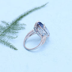 Luxurious High-grade Design Inlaid Crystal Marquise Silver Ring for Women