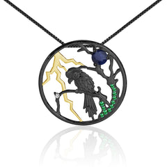 Designer Premium Natural Bird Pendant Design Natural Topaz Silver Necklace for Women