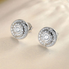 Circular Vortex Zircon Sterling Silver Stud Earrings