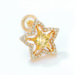 Yellow Zircon Starfruit Sterling Silver Stud Earrings