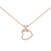 Zircon Hollow Heart X-shape Pendant Silver Necklace for Women