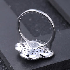 Flourishing Flower Natural Amethyst Silver Ring