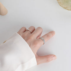 Irregular Concave Convex Textured Opening Sterling Silver Ring