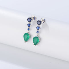 Water Drop Colourful Zircon Long Beading Silver Drop Earrings for Women