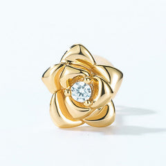 Round Red Garnet Rose Zircon Asymmetric Sterling Silver Earrings