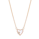 Mother of Pearl Heart with Zircon Star Silver Necklace for Women