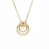 (Two Colours) White Zircon Circle Bowknot Pendants Collarbone Necklace for Women