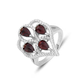 Natural Garnet Fashion Temperament Silver Ring for Women