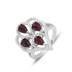Natural Garnet Fashion Temperament Silver Ring for Women