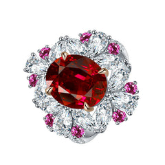 Flower Halo Oval Lab Created Ruby Ring
