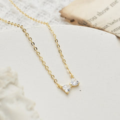 Mini Zircon Bow Pendant Silver Necklace for Women