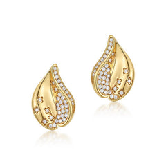 White Zircon Cherry Blossom Petal Sterling Silver Stud Earrings