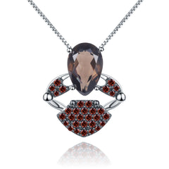 Luxury Design Natural Colourful Gemstone Little Crab Pendant Silver Necklace for Women