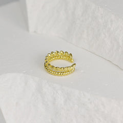 Double C-shape Ear Clip Silver Earrings for Women